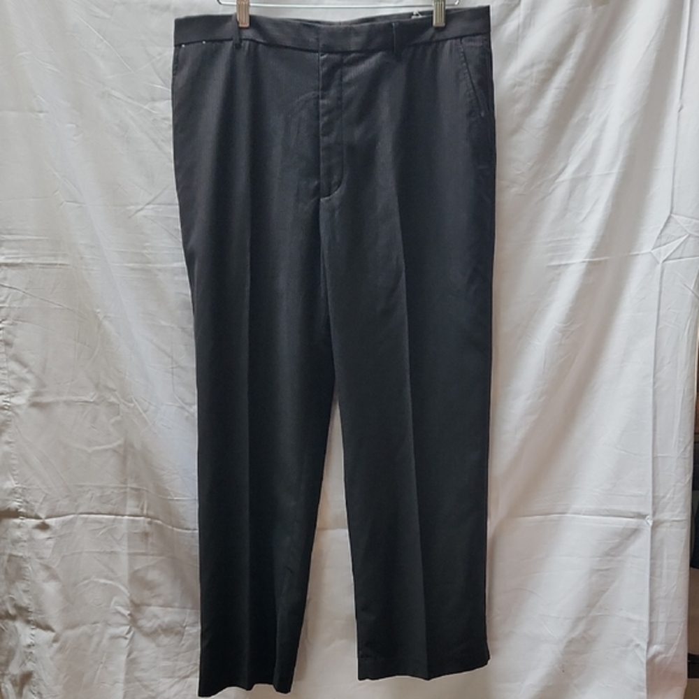 Concepts by Claiborne Mens Black Pinstripe Dress Pants 36x30 Flat Front Straight